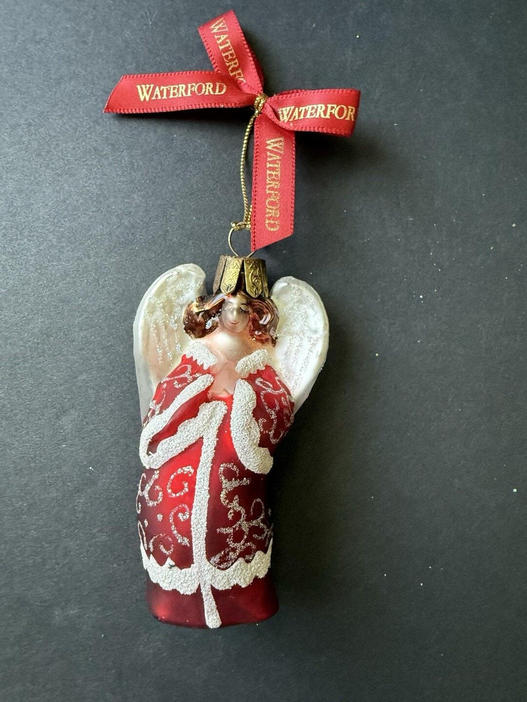 Waterford Crystal Holiday Angel Ornament Red White Christmas Religion ...