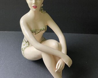 Vintage Bathing Beauty Swimsuit Beach Figurine Statue Made In The Phillipines