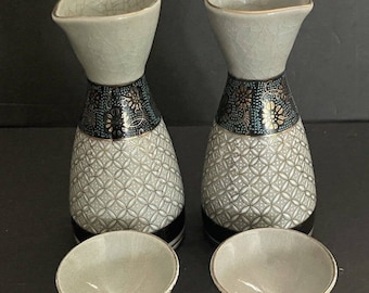 Vintage Handcrafted Japanese Saki Set Of 2