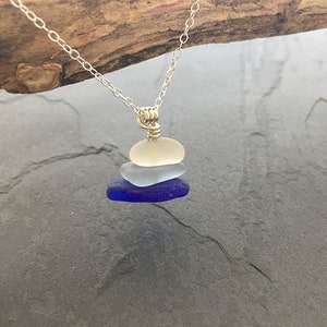 Blue Sea Glass Crest Pendant