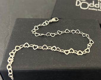 Sterling Silver Heart Link Bracelet