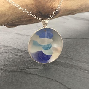 Blue Sea Glass Dome Pendant