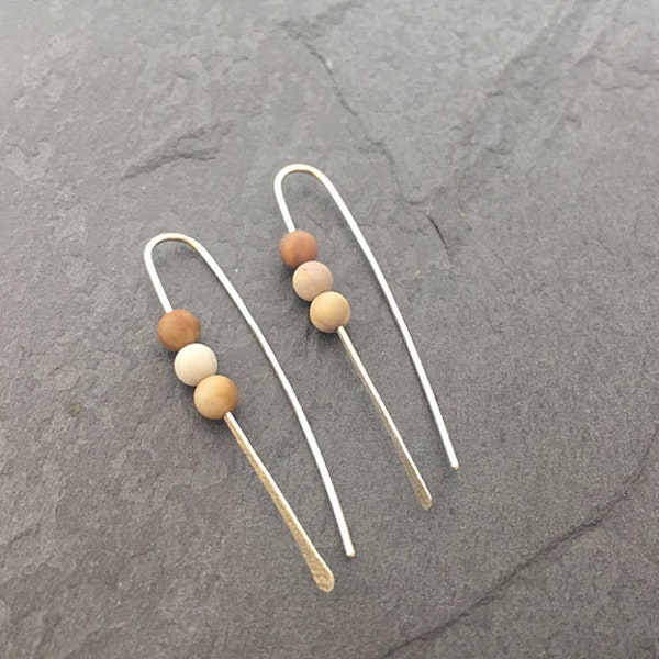 Picasso Jasper Hammered Silver Drop earrings