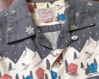 Vintage 1950s MCGREGOR Rayon Gabardine Sport Shirt ~ Size M ~ Loop