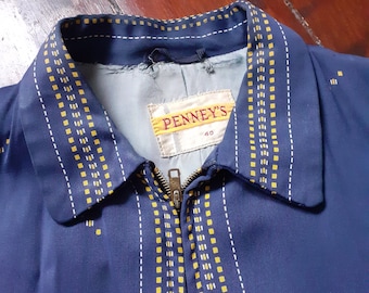 Vintage Kids 1950s Rayon Loop Collar Shirt, Button Up, Tommy