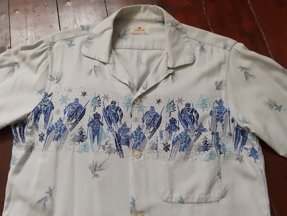1950s long sleeve Arrow shirt great print vtg 50s… - image 1