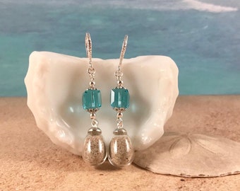 Martha’s Vineyard, Beach Sand Earrings, Massachusetts, Swarovski Crystals, Martha’s Vineyard Jewelry, Beach Sand Jewelry, Sand Earrings