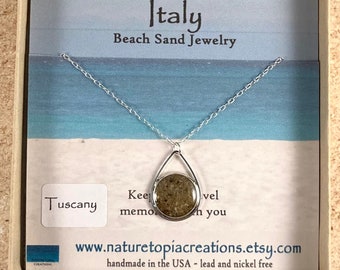 Italy Beach Sand Necklace, Tuscany, Italy gifts, Italian Gifts, Beach Sand Jewelry, Beach Sand Necklace, Mothers Day, Ready to Ship