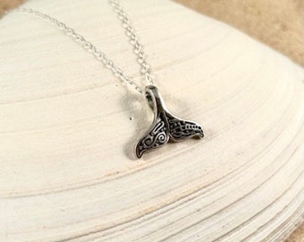 Tribal Whale Tail Necklace, Whale Tail Necklace, Nautical Gift, Sterling Silver Necklace