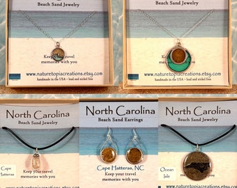 North Carolina Beach Sand Jewelry, North Carolina Gifts, North Carolina Sand, Cape Hatteras, Ocean Isle