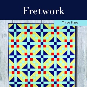 Fretwork Quilt Pattern PDF Digital Download Simple Modern Baby Throw Twin Full Queen Confident Beginner Two Quilt Blocks image 2