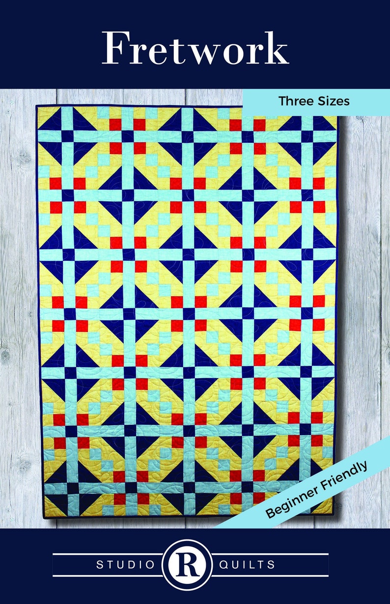 Fretwork Quilt Pattern PDF Digital Download Simple Modern Baby Throw Twin Full Queen Confident Beginner Two Quilt Blocks image 2