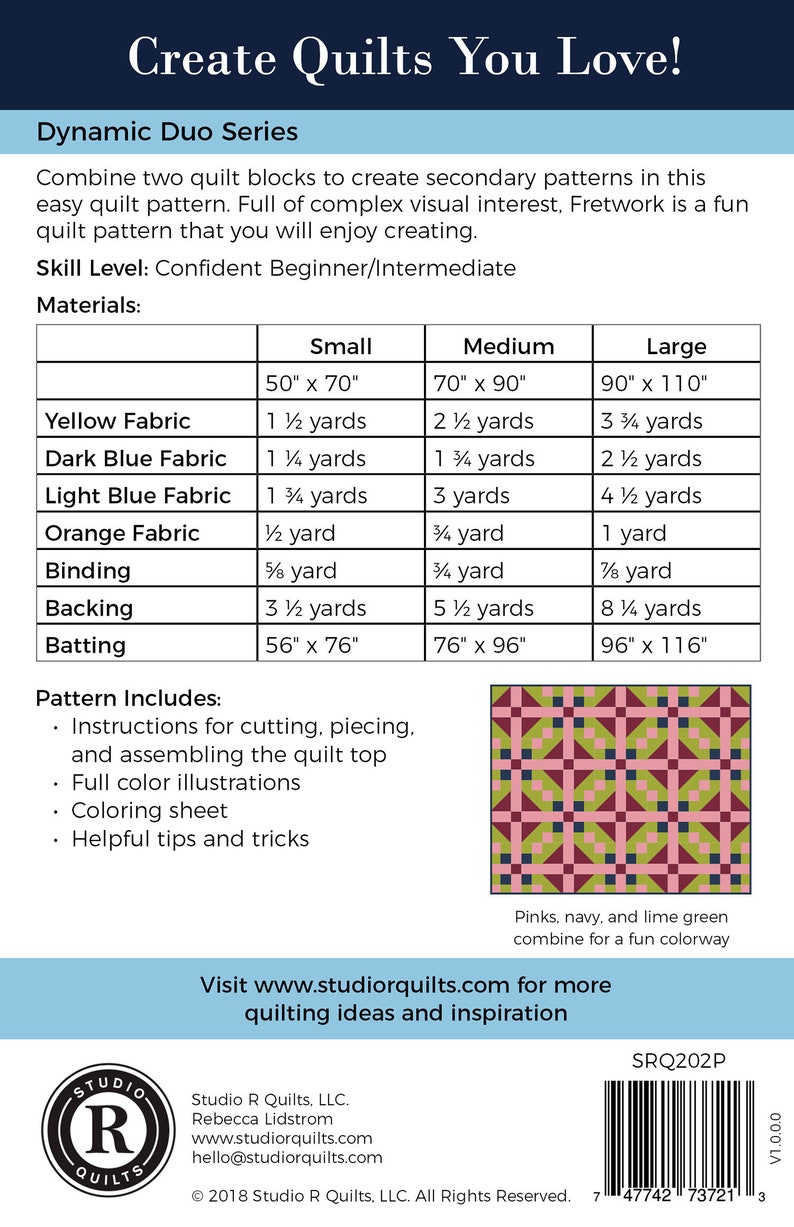 Fretwork Quilt Pattern PDF Digital Download Simple Modern Baby Throw Twin Full Queen Confident Beginner Two Quilt Blocks image 3