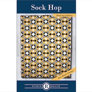 Sock Hop Quilt Pattern - PDF Digital Download - Simple - Easy - Modern - Geometric - Masculine - Throw - Lap - Beginner - One Quilt Block