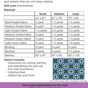 Starburst Quilt Pattern PDF Digital Download Modern Simple Stars Baby Lap/Throw Twin Full/Queen Intermediate Two Blocks image 3