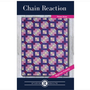 Chain Reaction Quilt Muster PDF Digital Download Einfach Modern Geometrisch Selbstbewusst Anfänger Überwurf Twin Full/Queen Bild 1