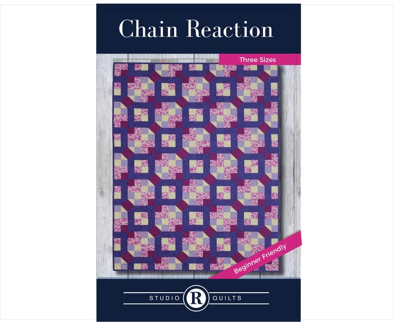 Chain Reaction Quilt Muster PDF Digital Download Einfach Modern Geometrisch Selbstbewusst Anfänger Überwurf Twin Full/Queen Bild 1