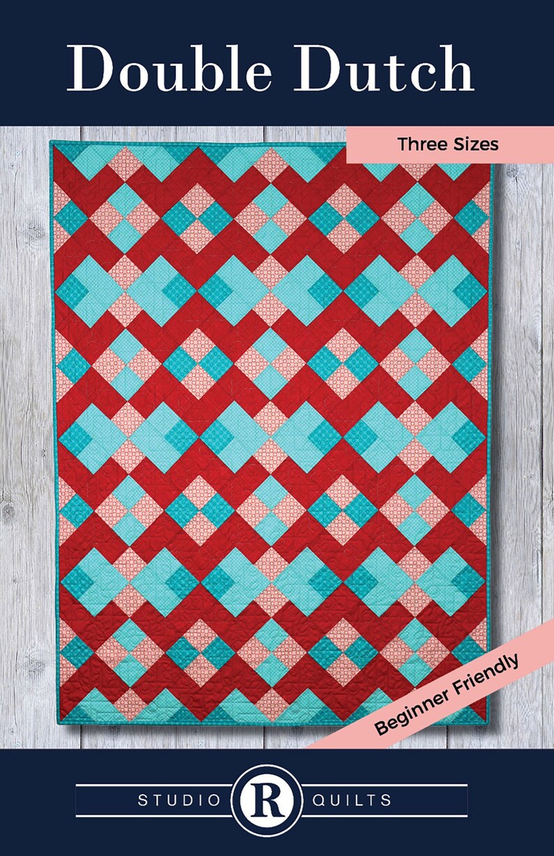 Double Dutch Quilt Pattern PDF Digital Download Anfänger Einfach Einfach Modern Baby Überwurf Zwilling Zwei Blöcke Bild 2