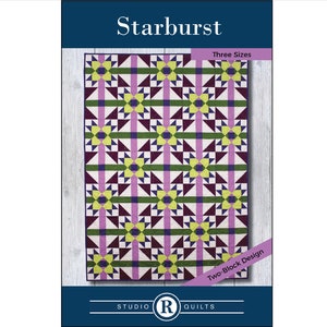 Starburst Quilt Pattern PDF Digital Download Modern Simple Stars Baby Lap/Throw Twin Full/Queen Intermediate Two Blocks image 1