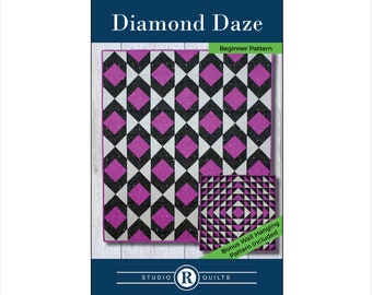 Diamond Daze Quilt Anleitung mit Bonus Wandbehang - PDF Digital Download - Anfängerfreundlich - Modern - Einfach - Einfach - Werfen - Schoß - Baby