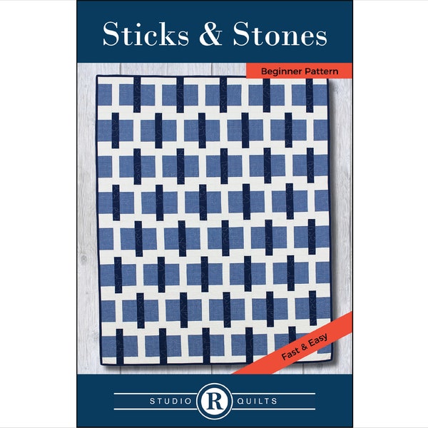 Sticks & Stones Quilt Pattern - PDF Digital Download - Simple - Easy - Modern - Beginner - Throw - Lap - Baby -  Masculine - One Quilt Block