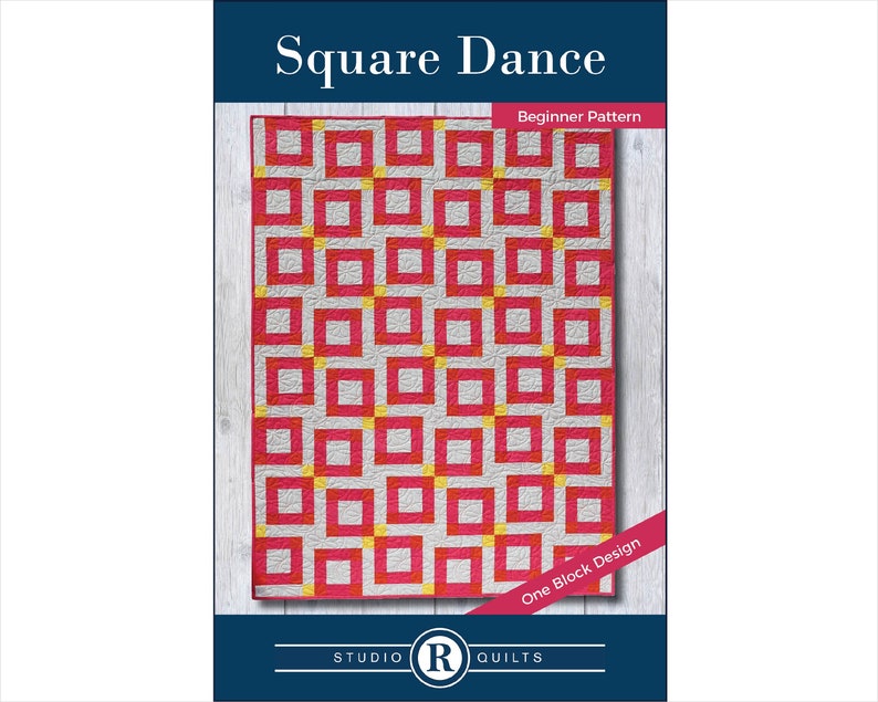 Square Dance Quilt Pattern PDF Digital Download Simple Easy Modern Beginner Throw Lap Baby Masculine One Quilt Block image 1