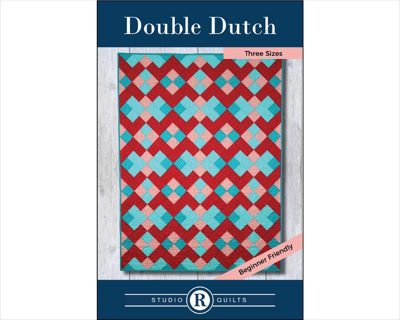 Double Dutch Quilt Pattern PDF Digital Download Anfänger Einfach Einfach Modern Baby Überwurf Zwilling Zwei Blöcke Bild 1