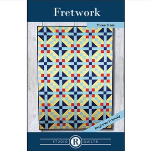 Fretwork Quilt Pattern PDF Digital Download Simple Modern Baby Throw Twin Full Queen Confident Beginner Two Quilt Blocks image 1