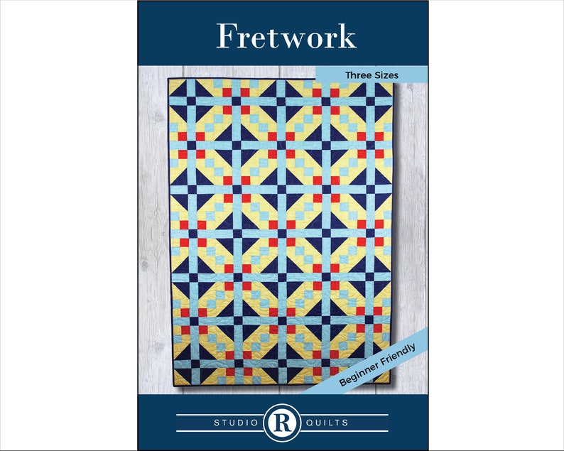 Fretwork Quilt Pattern PDF Digital Download Simple Modern Baby Throw Twin Full Queen Confident Beginner Two Quilt Blocks image 1