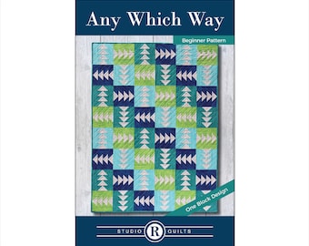 Any Which Way Quilt Pattern - PDF Digital Download - Simple - Easy - Modern - Beginner - Throw - Lap - Baby -  Masculine - One Quilt Block