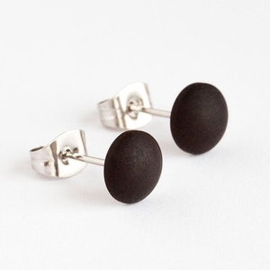 Black earrings men/women small simple stud earrings minimalist jewelry stainless steel studs