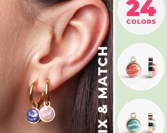 Colgantes para pendientes de aro en 24 colores | Colgantes para pendientes de vidrio reciclado | Pendientes combinables