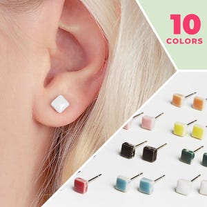 Keramik Ohrstecker Winzige Nachhaltiger Schmuck geometrisch Minimalistische Ohrringe