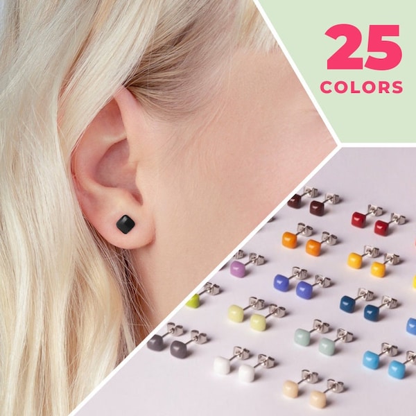 Tiny cute earrings studs unique glass jewelry 2023 sustainable gifts for women