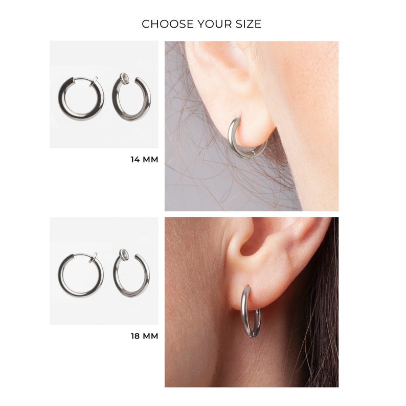 Clip on earrings for women in rose gold silver boho style dangle clips fake earrings hoop zdjęcie 5