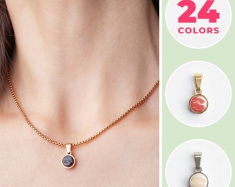 Pendentif pour collier en or, argent et or rose | Pendentif collier durable avec pierre de naissance | Hypoallergénique et imperméable
