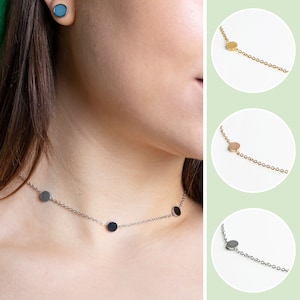 Silver, gold, rosegold choker minimalist stainless steel platelet necklace nickel free jewelry for women