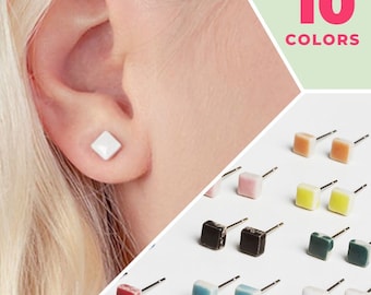 Ceramic Earrings Small Stainless Steel Geometric Jewelry Gift for