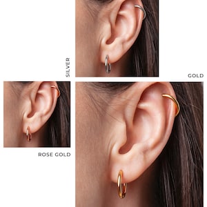 Petites boucles d'oreilles créoles clips en argent, or, or rose personnalisable avec des pendentifs en 24 couleurs Mélangez et assortissez les bijoux image 4