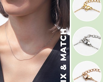 Cadena de acero inoxidable con filigrana sin colgante | Collar de oro, oro rosa y plata | Collar impermeable e hipoalergénico