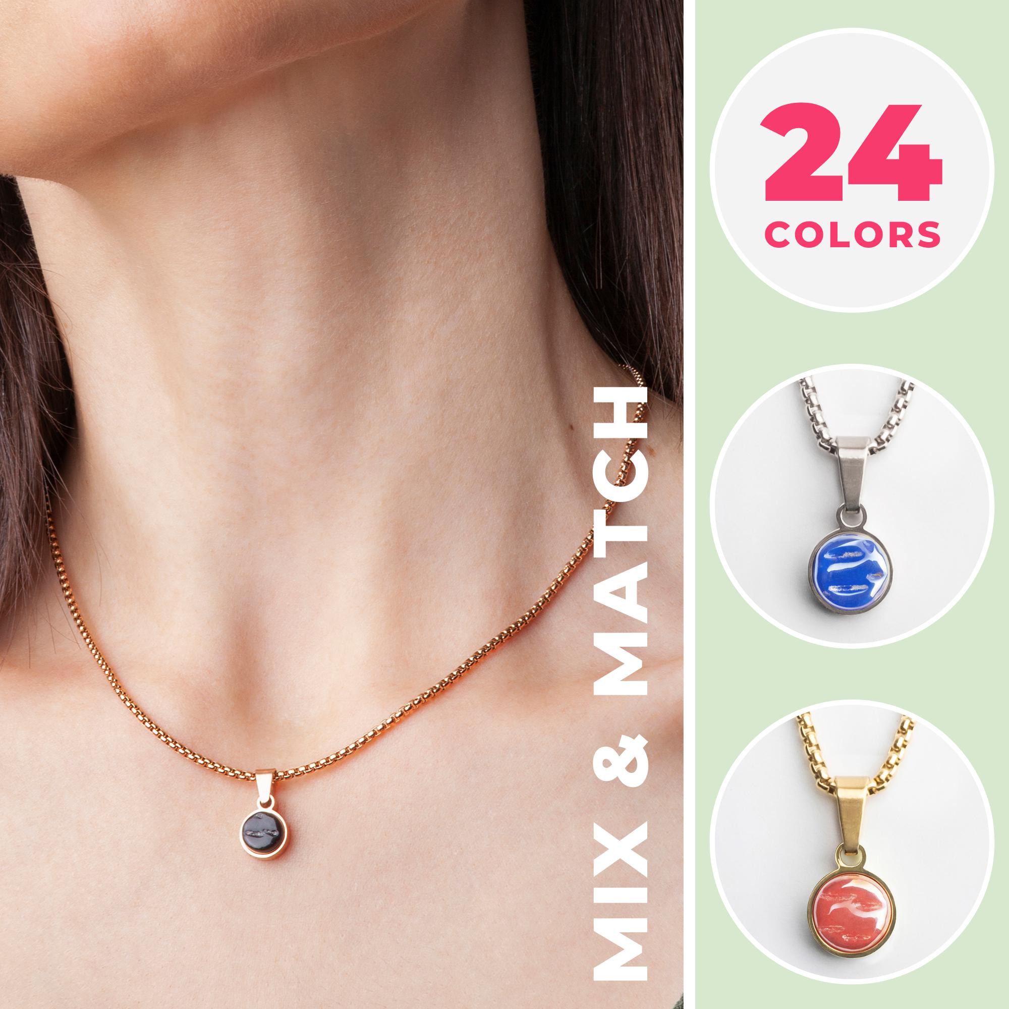 Chain necklace in gold, silver, or rose gold | Tailored with vibrant bright pendant | Short birthstone choker