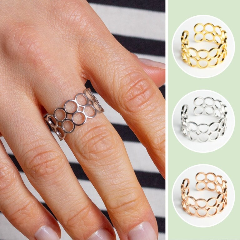 JeweBella 7 stuks zilveren ringen voor dames - roestvrij staal 1 mm effen dunne midi-vingerring minimalistische duimringset stapelbare knokkelring eenvoudige twist voor vrouwen, 52 mm, Roestvrij staal