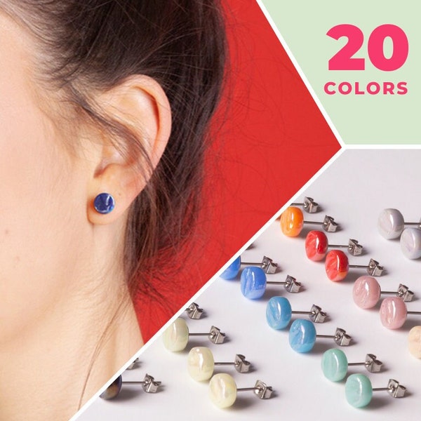 Schlichte Ohrstecker für jeden Tag Nachhaltiger Schmuck in vielen Farben Individuelle Glas Ohrringe