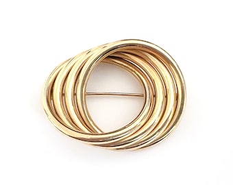 14K Gold Modernist Circular Brooch