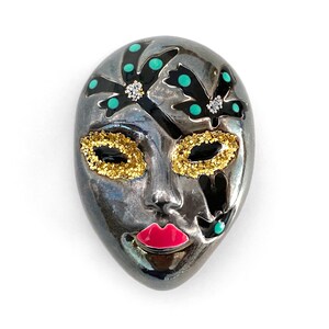 Pietro Sorini Sterling Silver Harlequin Mask Brooch