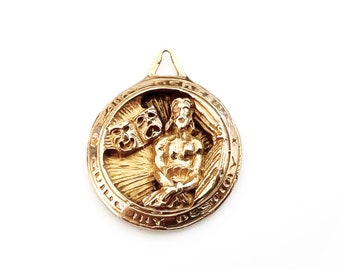 14K Gold Saint Genesius Pendant / Guide My Career Monogrammed SP