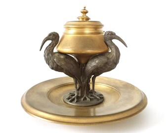 French metal Inkwell object for Office Antique Inkwell in regul Office decor ENC191790