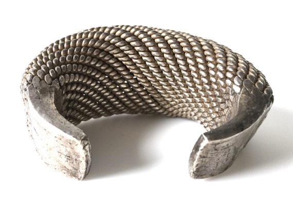 Extremely Heavy Woven Silver Akha Cuff Bracelet - image 5