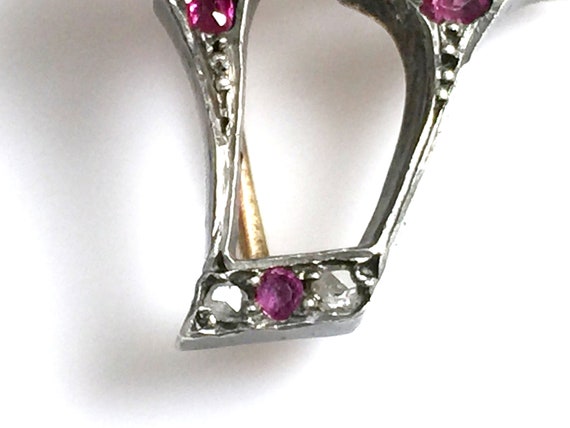 Victorian Rose Cut Diamond And Ruby 14K Rose Gold… - image 9