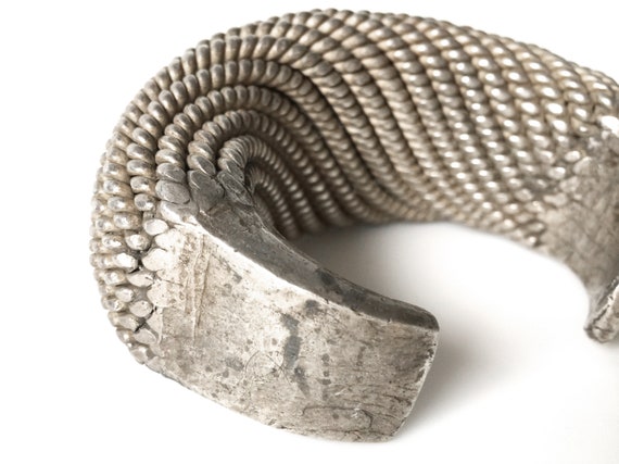 Extremely Heavy Woven Silver Akha Cuff Bracelet - image 9